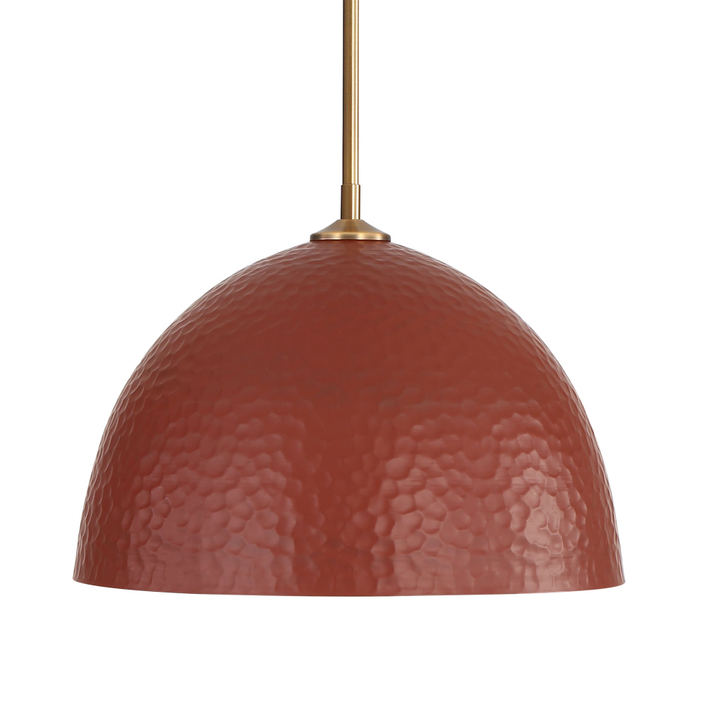 Golden Lighting Shepard 1-light Pendant in Modern Brass and Russet Clay shade